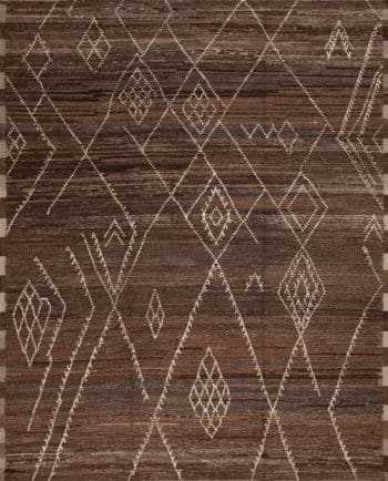Rich Earthy Brown Color Background Primitive Tribal Geometric Pattern Modern Room Size Area Rug 11448 by Nazmiyal Antique Rugs