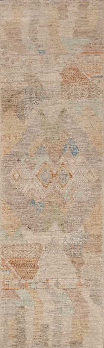 A Beautifully Artistic and Decorative Rustic Contemporary Tribal Geometric Design Modern Hallway Runner Rug 11038 by Nazmiyal Antique Rugs
