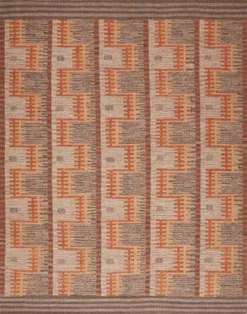 Rustic Geometric Pattern Modern Swedish Design Flatwoven Kilim Room Size Rug 72686 by Nazmiyal Antique Rugs