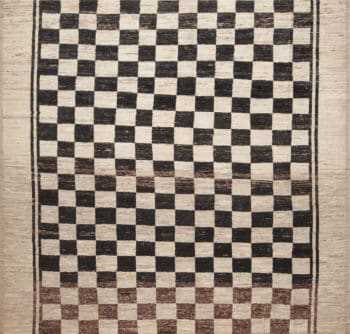 Square Room Size Tribal Geometric Checkerboard Pattern Modern Rug 11673 by Nazmiyal Antique Rugs