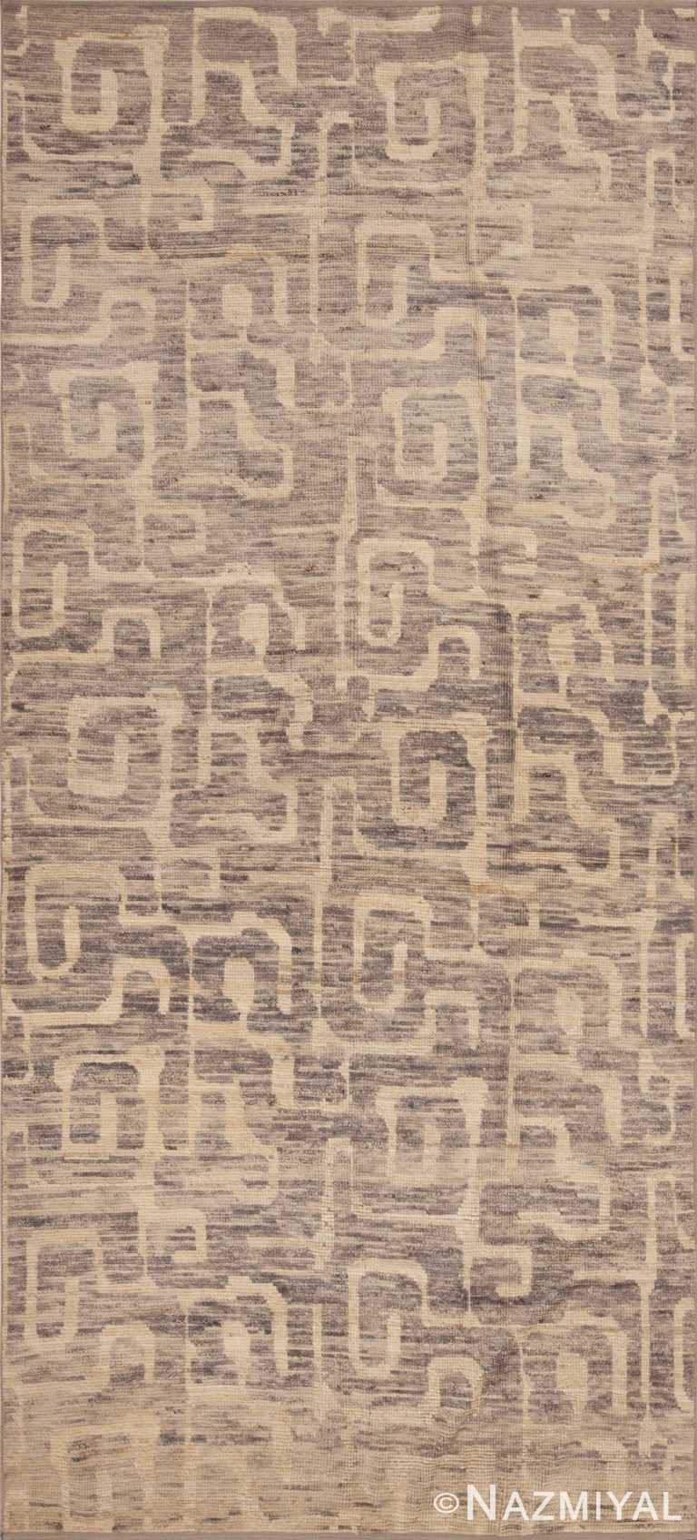 Artistic Modern Gallery Size Soft Neutral Color Tribal Design Area Rug 11002 by Nazmiyal Antique Rugs