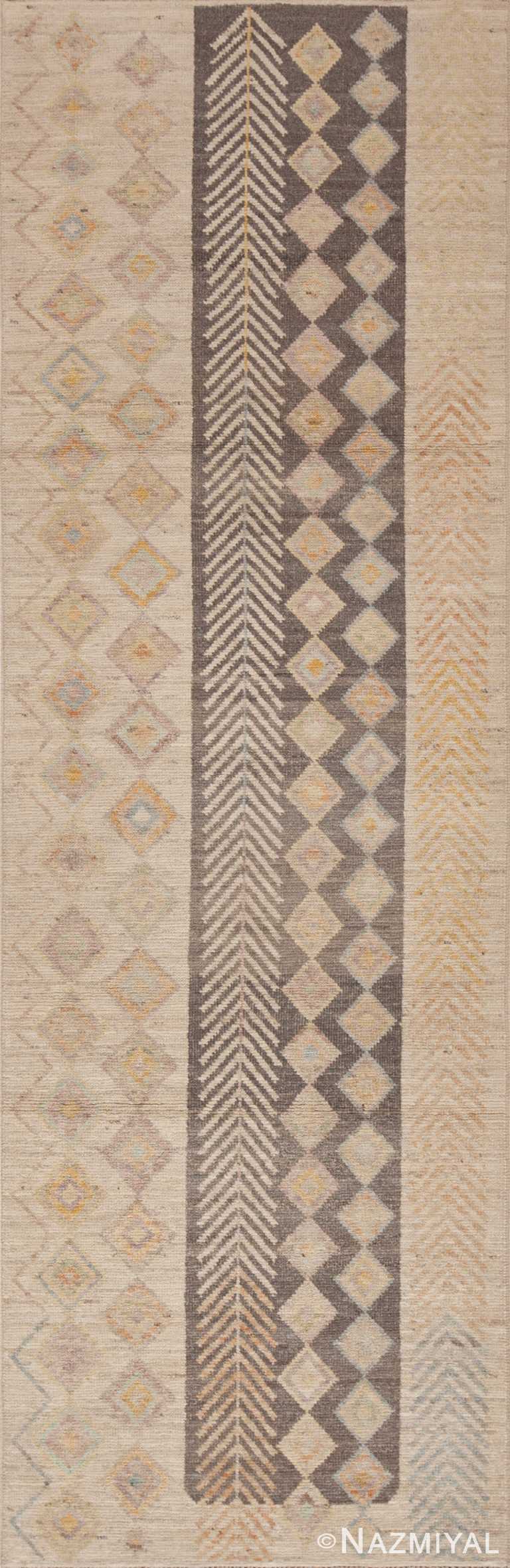 A Magnificently Artistic Tribal Geometric Design Modern Contemporary Hallway Runner Rug 11037 by Nazmiyal Antique Rugs