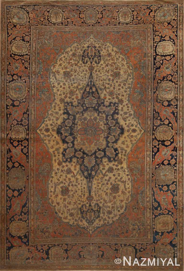 Classic Fine Antique Persian Kashan Mohtasham Rug 72454 by Nazmiyal Antique Rugs