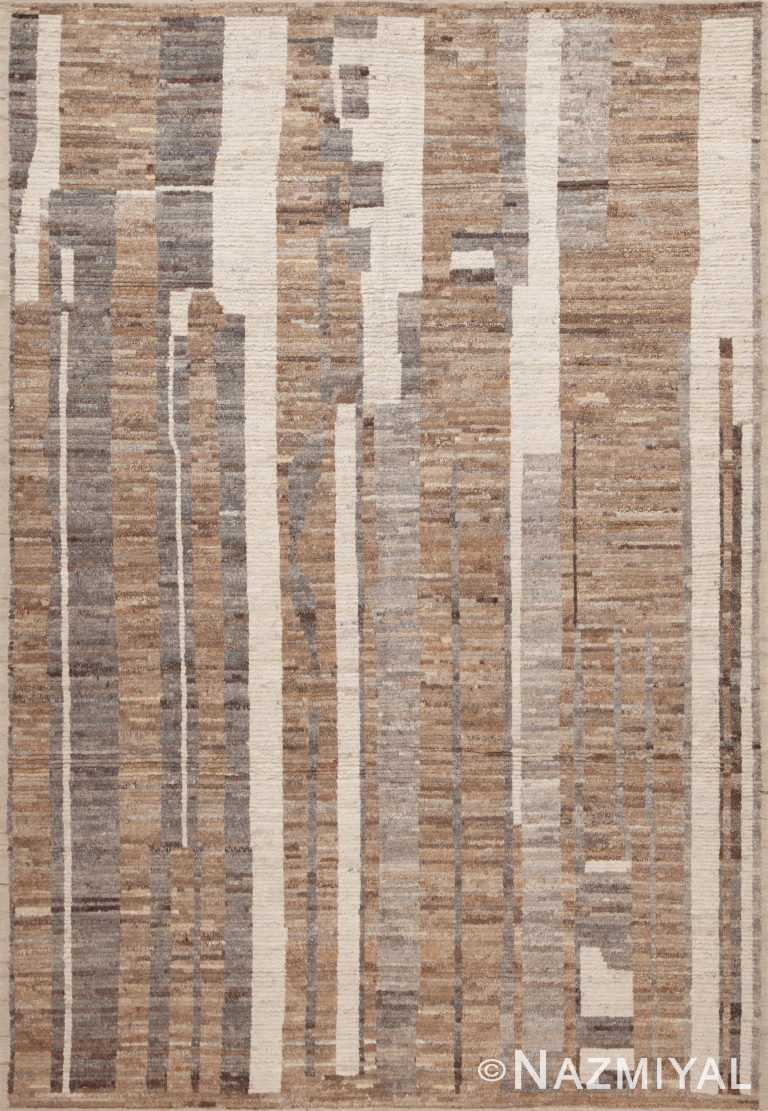 Earthy Neutral Color Tribal Geometric Design Modern Area Rug 11247 by Nazmiyal Antique Rugs