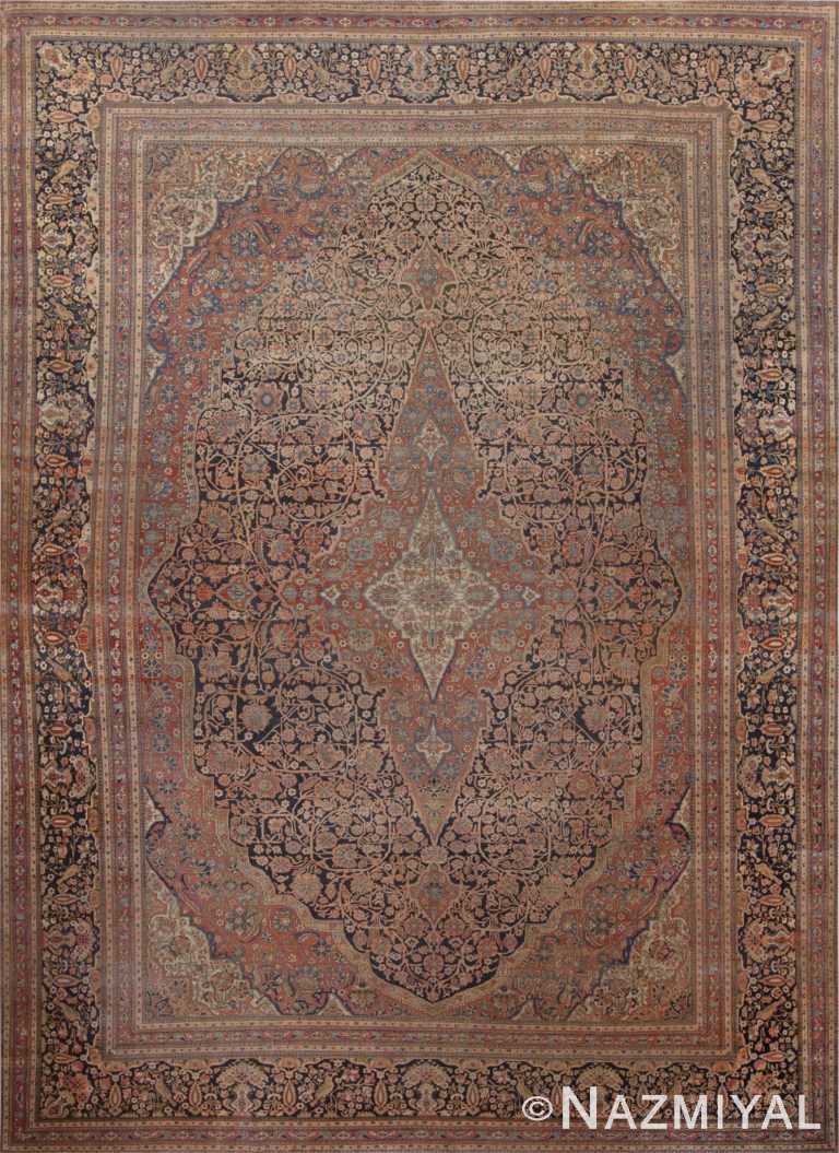 Fine Classic Traditional Blue Antique Persian Mohtashem Kashan Rug 72481 by Nazmiyal Antique Rugs