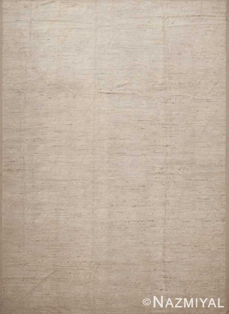 An Extremely Decorative and Versatile Ivory Cream Minimalist Solid Abstract Modern Room Size Area Rug 11576 by Nazmiyal Antique Rugs