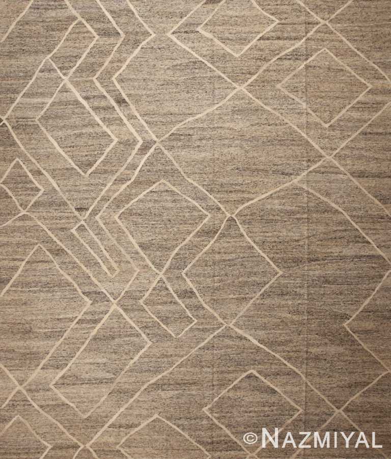 Beautiful Large Size Neutral Earthtone Color Tribal Geometric Design Modern Flatweave Kilim Rug 11754 by Nazmiyal Antique Rugs