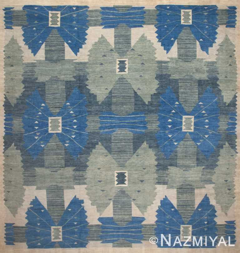 Large Size Square Shape Artistic Modern Geometric Swedish Design Soft Wool Pile Rug 72689 by Nazmiyal Antique Rugs