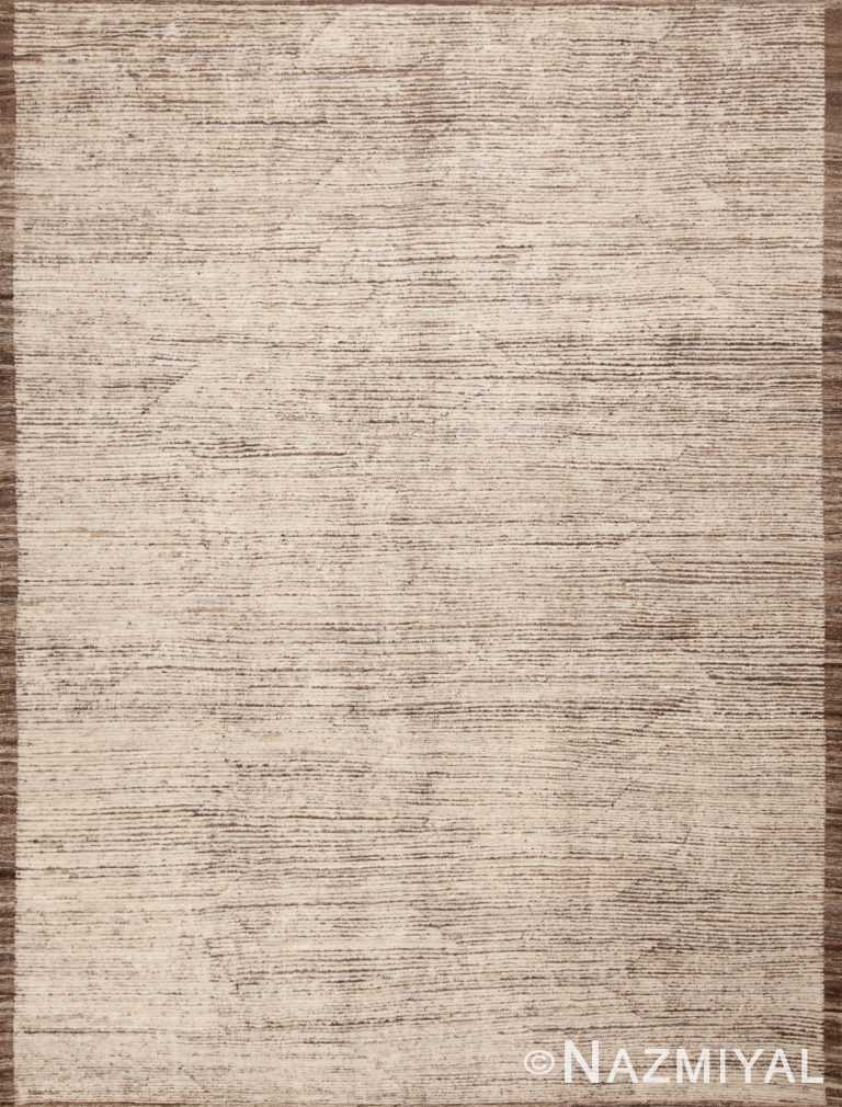 Light Cream Color Solid Abstract Minimalist Design Modern Room Size Area Rug 11416 by Nazmiyal Antique Rugs