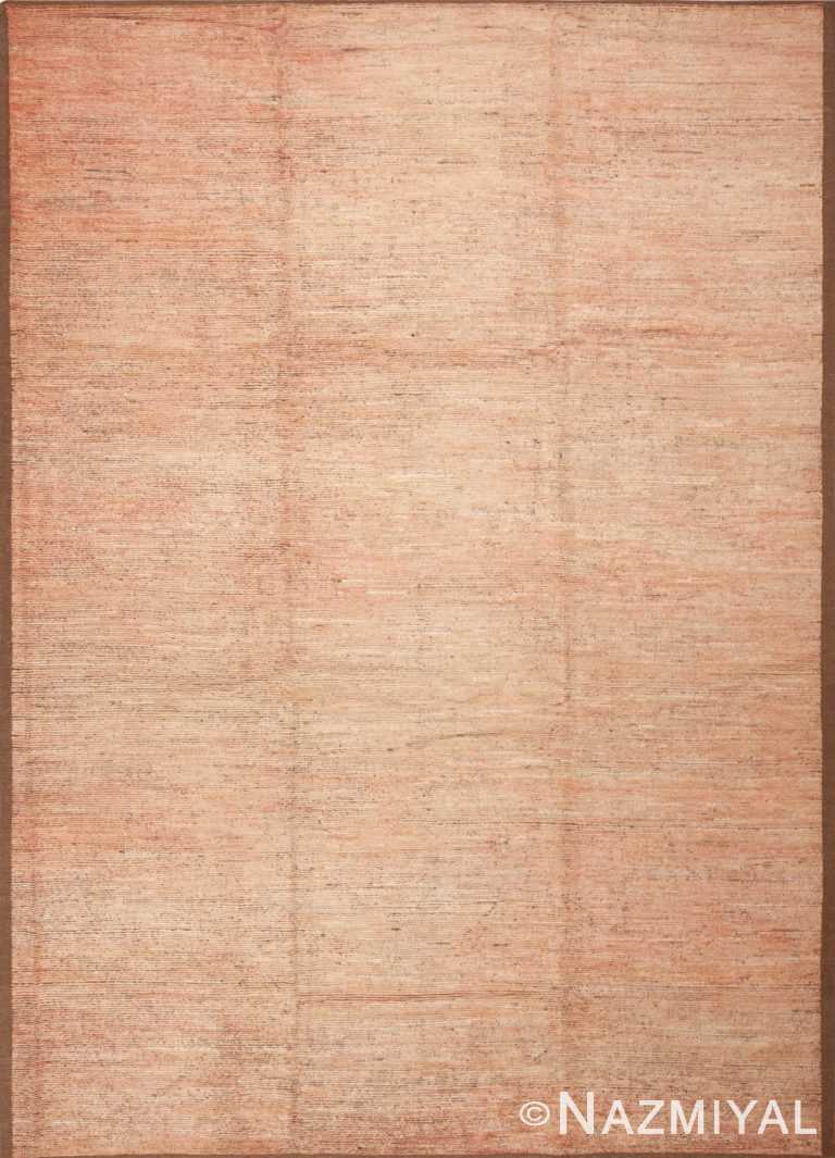 Minimalist Solid Light Coral Color Modern Room Size Area Rug 11667 by Nazmiyal Antique Rugs