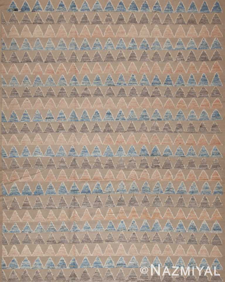 Beautiful Calming Neutral Color Modern Contemporary Soft Pastel Color High Low Pile Geometric Chevron Design Rug 11491 by Nazmiyal Antique Rugs