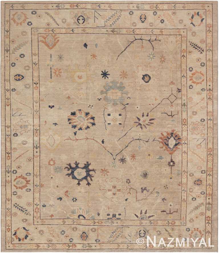 Modern Contemporary Turkish Oushak Design Floral Area Rug 11378 by Nazmiyal Antique Rugs
