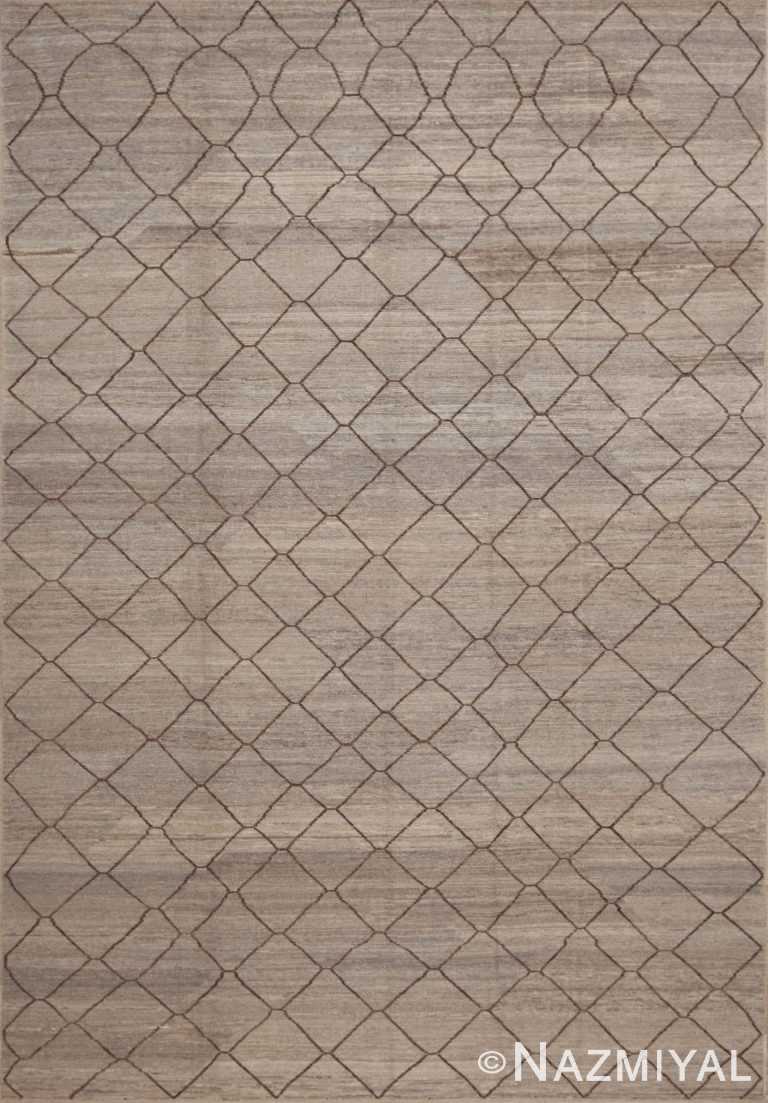 Beautifully Decorative Modern Earthy Brown and Grey Color Tribal Geometric Diamond Trellis Pattern Room Size Area Rug 11447 by Nazmiyal Antique Rugs