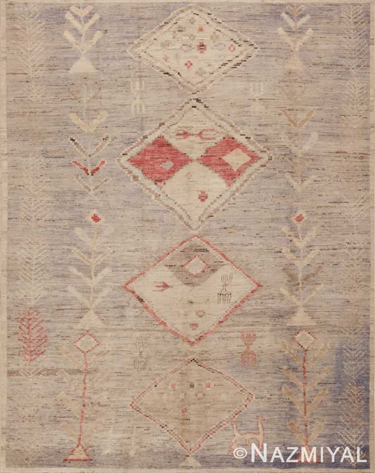 Neutral Color Tribal Geometric Design Modern Room Size Area Rug 11354 by Nazmiyal Antique Rugs