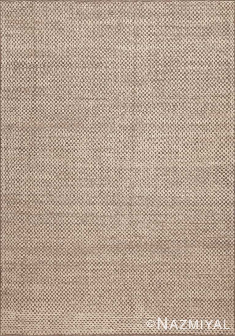 Neutral cream Color Geometric Checkerboard Pattern Modern Area Rug 11317 by Nazmiyal Antique Rugs