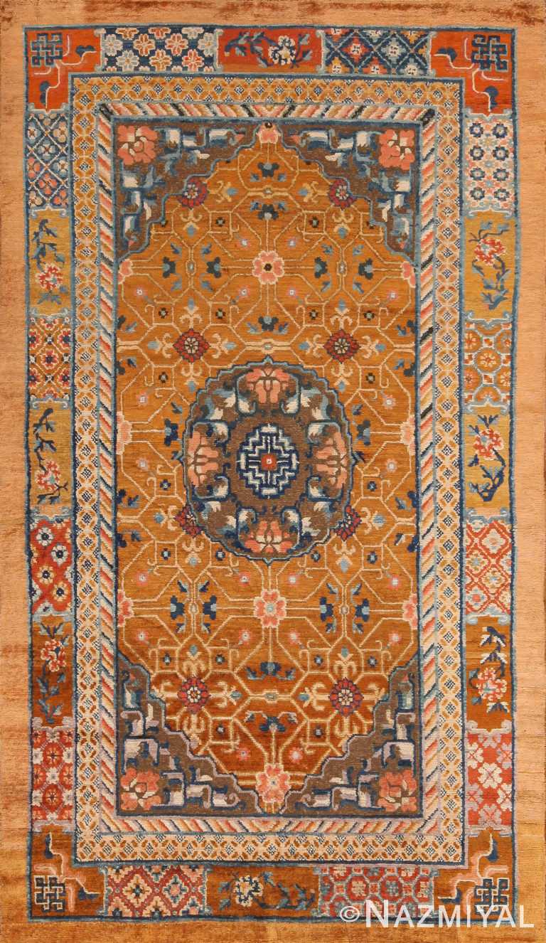 Truly Magnificent Rare and Collectible Antique Mid 19th Century Chinese Metallic and Silk Pile Rug 72678 from Nazmiyal Antique Rugs