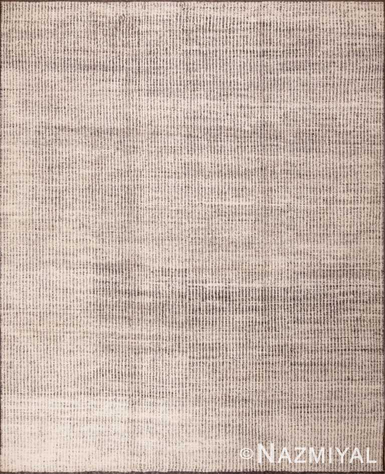 Salt and Pepper Colored Minimalist Geometric Stripe Pattern Modern Area Rug 11502 by Nazmiyal Antique Rugs