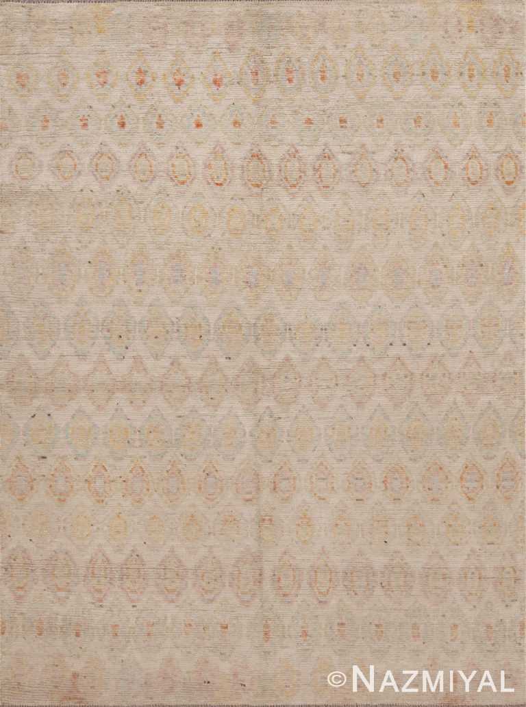Beautifully Decorative Small Modern Tribal Light Cream Color Contemporary Area Rug 11070 by Nazmiyal Antique Rugs
