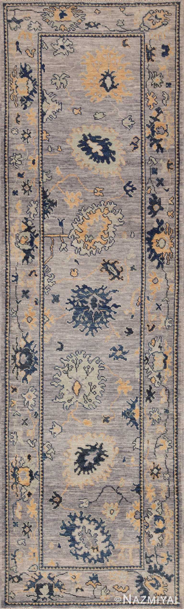 A Beautifully Decorative Soft Purple Pastel Color Modern Turkish Oushak- Design Contemporary Hallway Runner Rug 11211 by Nazmiyal Antique Rugs