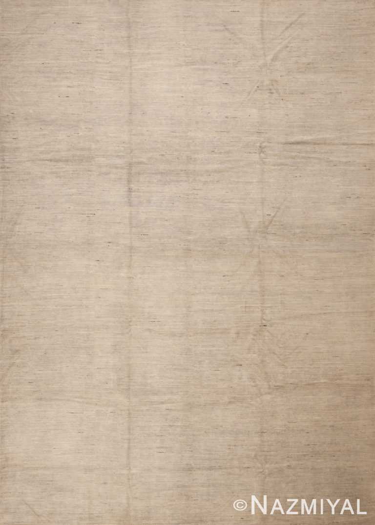 Solid Light Ivory Cream Color Modern Room Size Area Rug 11654 by Nazmiyal Antique Rugs