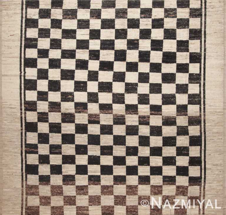 Square Room Size Tribal Geometric Checkerboard Pattern Modern Rug 11673 by Nazmiyal Antique Rugs