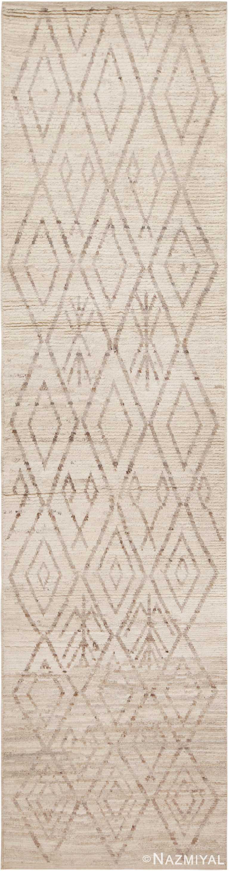 Tribal Beni Ourain Design Modern Contemporary Runner Rug 11160 by Nazmiyal Antique Rugs