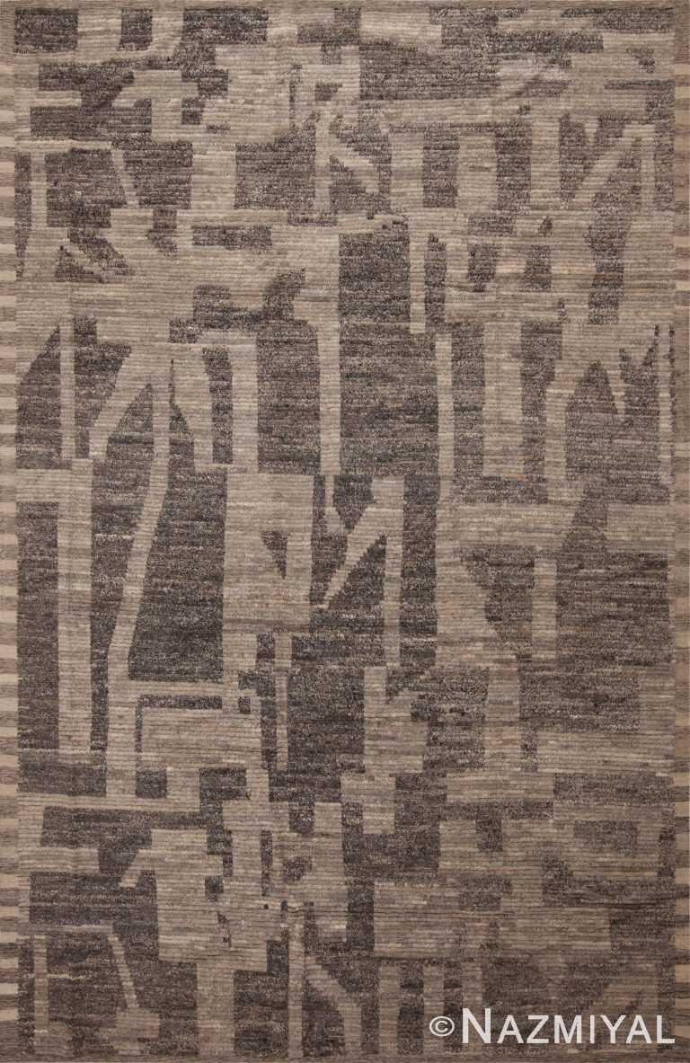 An Impressively Artistic Tribal Geometric Neutral Earth Tone Grey Modern Contemporary Room Size Rug 11600 by Nazmiyal Antique Rugs