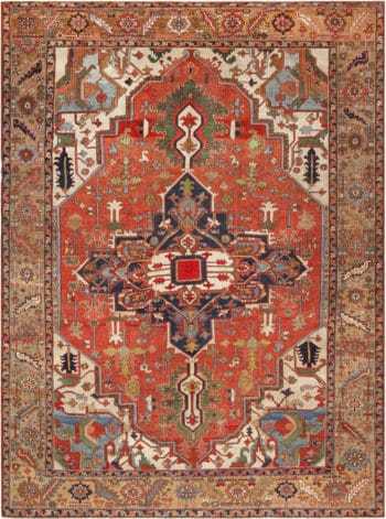 Antique Persian Heriz Area Rug 72800 by Nazmiyal Antique Rugs