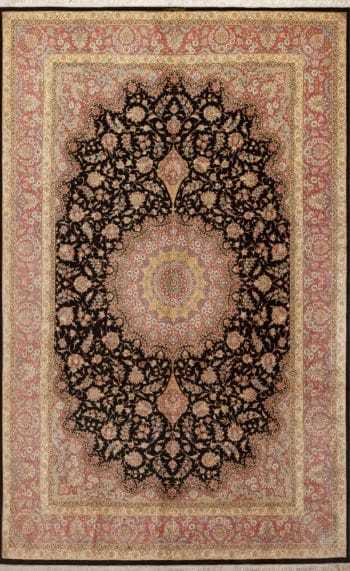 Fine Luxurious Vintage Persian Silk Qum Room Size Rug 72751 by Nazmiyal Antique Rugs