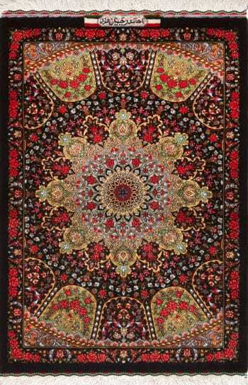 Fine Small Size Luxurious Vintage Persian Qum Silk Rug 72793 by Nazmiyal Antique Rugs
