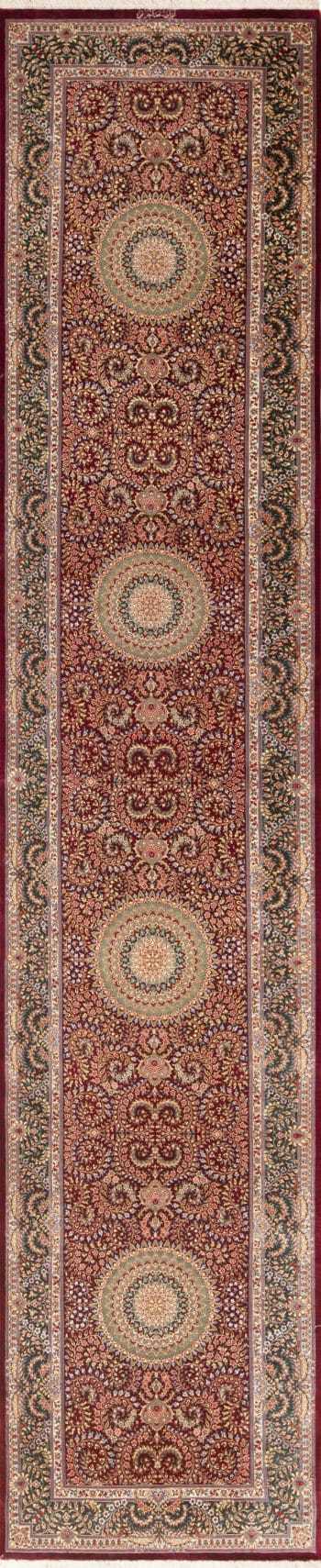 Luxurious Fine Floral Vintage Persian Silk Qum Hallway Runner Rug 72790 by Nazmiyal Antique Rugs