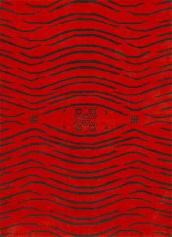 Red And Black Color Artistic Modern Tiger Design Area Rug 61124 by Nazmiyal Antique Rugs