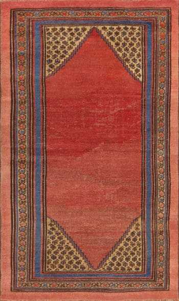 Small Rustic Tribal Minimalist Paisley Motif Antique Persian Bakshaish Rug 72554 by Nazmiyal Antique Rugs
