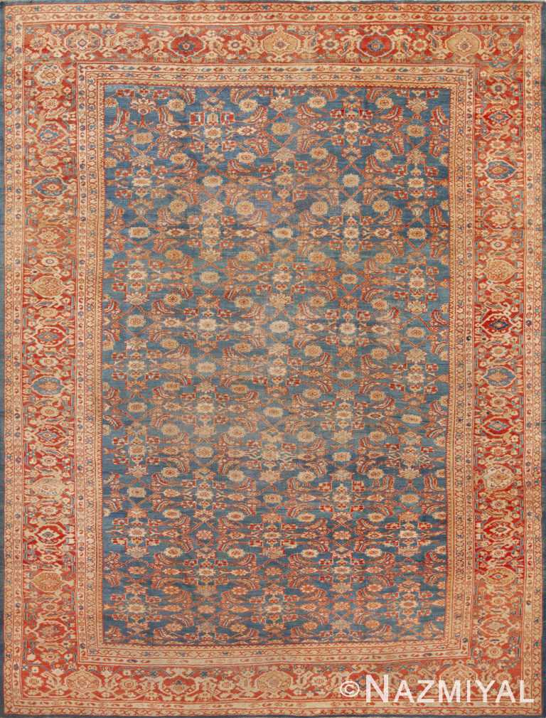 Light Blue Rustic Tribal Herati Fish Design Antique Persian Sultanabad Rug 72692 by Nazmiyal Antique Rugs