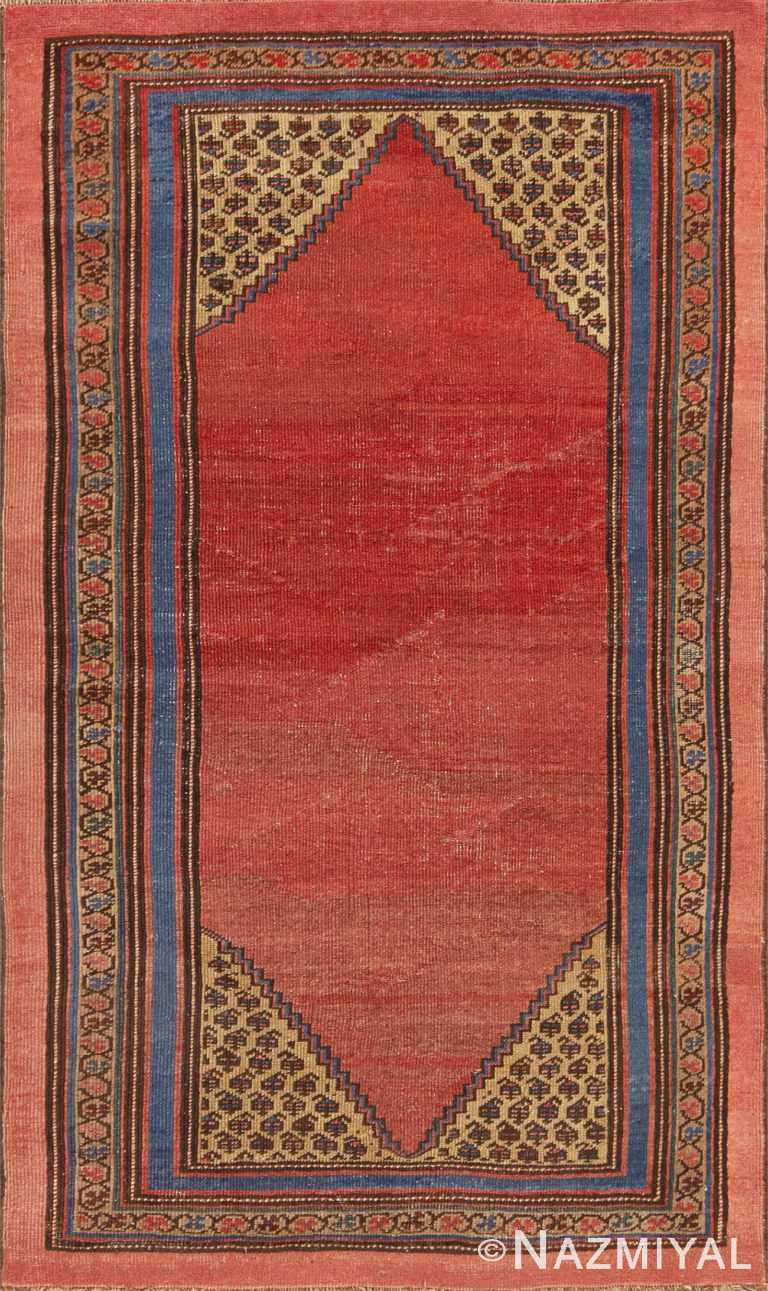 Small Rustic Tribal Minimalist Paisley Motif Antique Persian Bakshaish Rug 72554 by Nazmiyal Antique Rugs