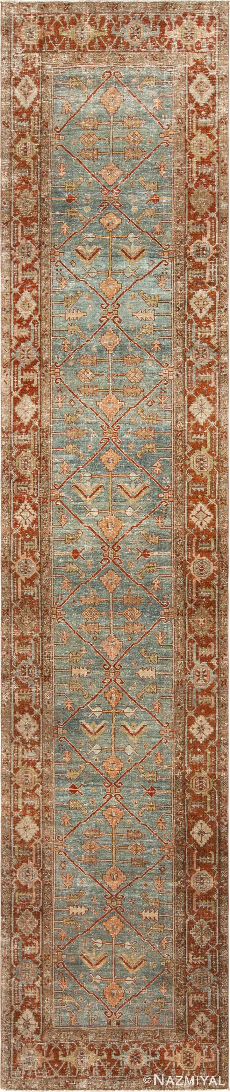 Antique Malayer Persian Blue Background Runner Rug 72836 by Nazmiyal Antique Rugs