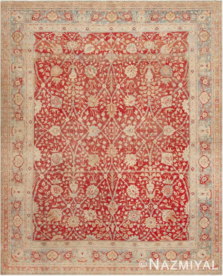 Floral Antique Persian Tabriz Area Rug 72821 by Nazmiyal Antique Rugs