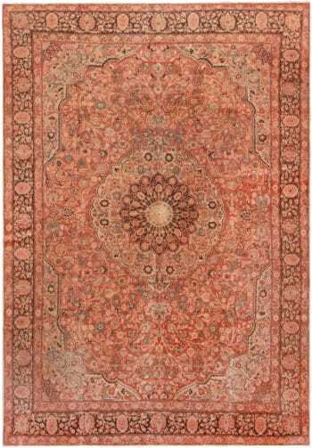 Antique Persian Tabriz Floral Area Rug 72233 by Nazmiyal Antique Rugs