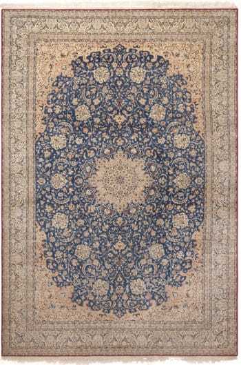 Large Silk And Wool Fine Vintage Persian Nain Area Rug 72483 by Nazmiyal Antique Rugs
