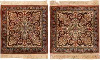 Pair Of Silk Antique Persian Tabriz Rugs 72863 by Nazmiyal Antique Rugs