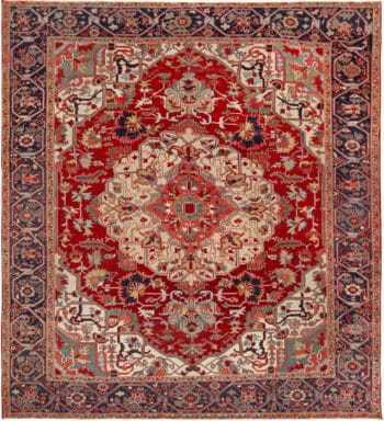 Square Antique Persian Serapi Area Rug 72856 by Nazmiyal Antique Rugs
