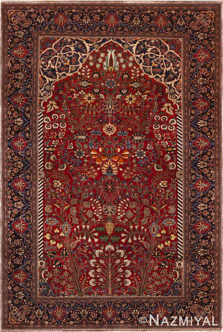 Floral Antique Persian Mohtashem Kashan Prayer Design Rug 72854 by Nazmiyal Antique Rugs