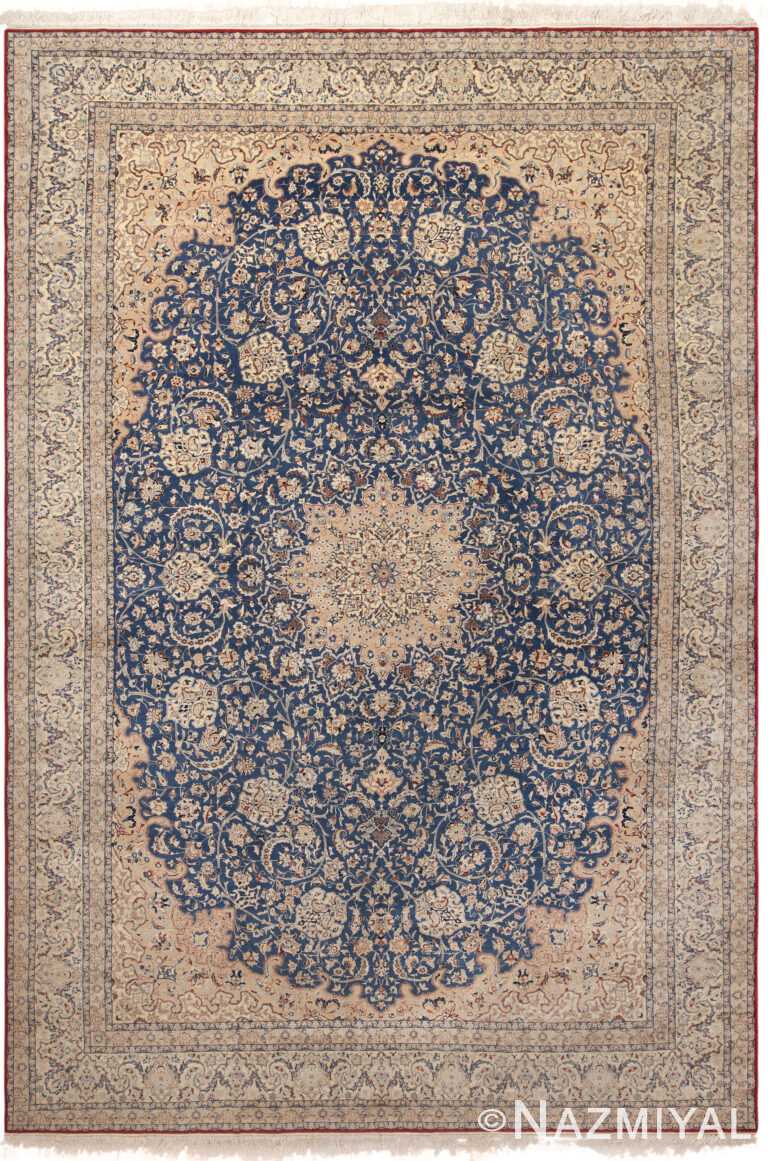 Large Silk And Wool Fine Vintage Persian Nain Area Rug 72483 by Nazmiyal Antique Rugs