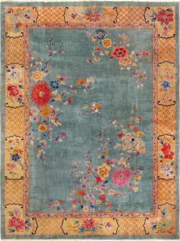 Antique Chinese Art Deco Floral Area Rug 72891 by Nazmiyal Antique Rugs