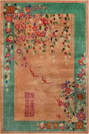 Antique Chinese Art Deco Floral Rug 72883 by Nazmiyal Antique Rugs