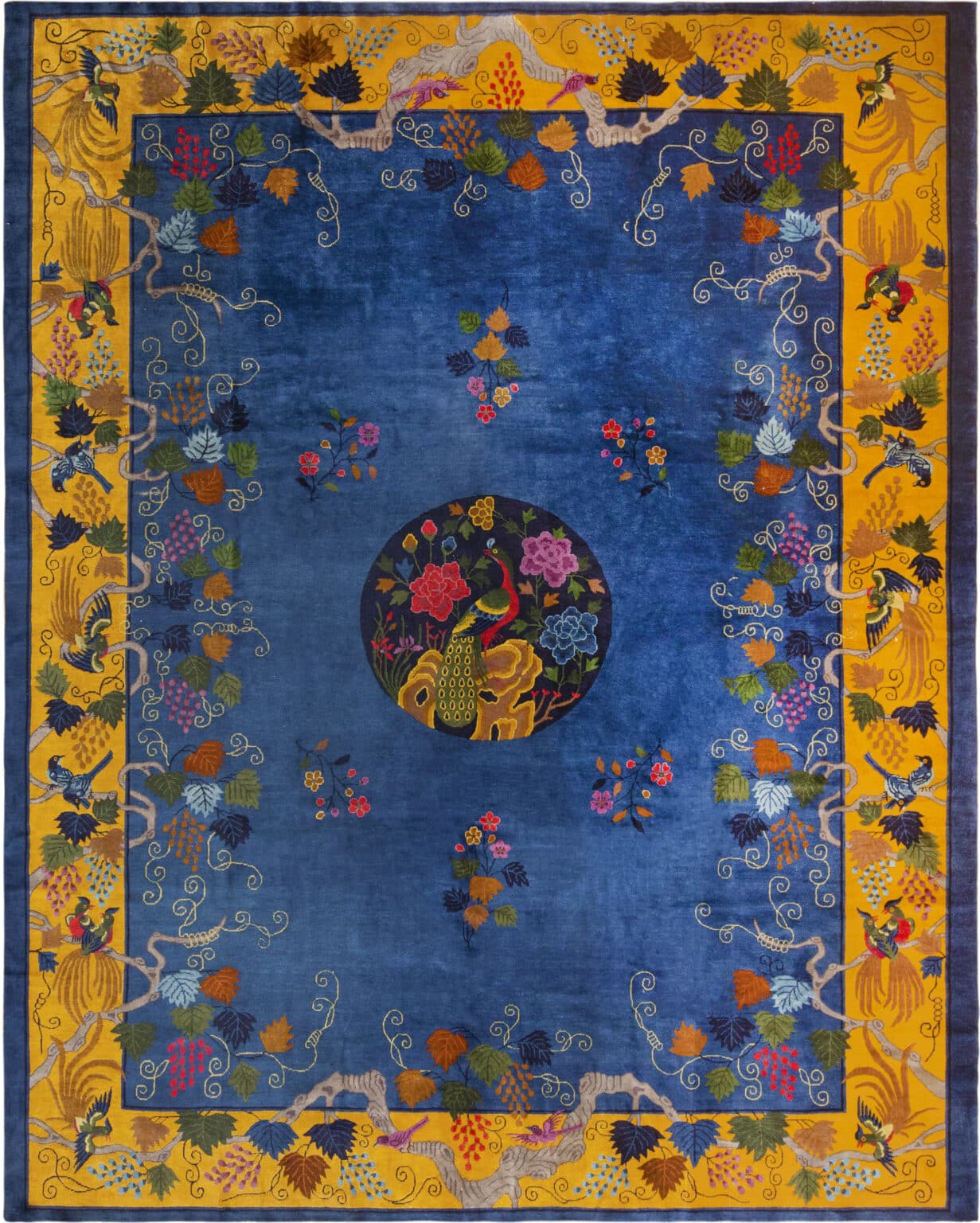 Amazing Antique Chinese Art Deco Peacock Rug 72881 Nazmiyal