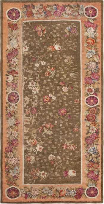 Antique French Savonnerie Floral Gallery Size Rug 72531 by Nazmiyal Antique Rugs