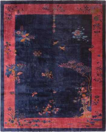 Vivid Blue Antique Chinese Art Deco Area Rug 72884 by Nazmiyal Antique Rugs
