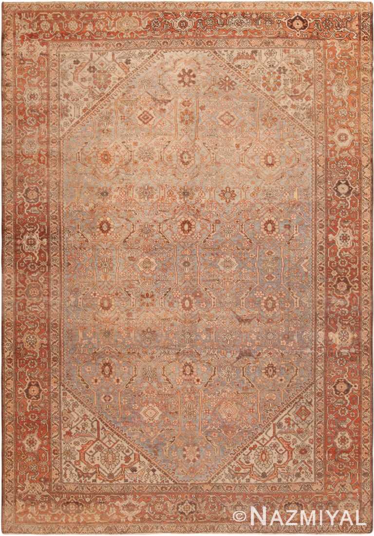 Antique Blue Hue Persian Sultanabad Geometric 72895 by Nazmiyal Antique Rugs