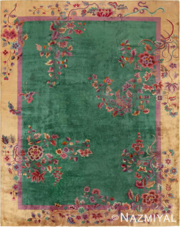 Antique Chinese Art Deco Floral Area Rug 72890 by Nazmiyal Antique Rugs